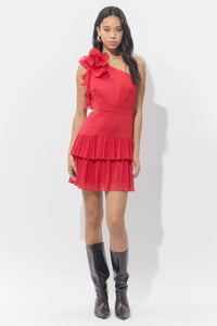 Adelyn Rae Bianca One Shoulder Pleated Cut Out Dress