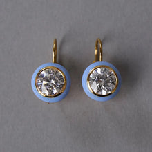 Load image into Gallery viewer, HART Blue Enamel Bezel Drop Earrings