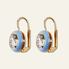 Load image into Gallery viewer, HART Blue Enamel Bezel Drop Earrings