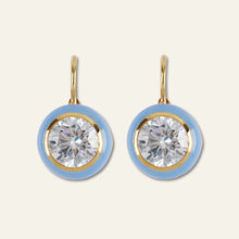 Load image into Gallery viewer, HART Blue Enamel Bezel Drop Earrings