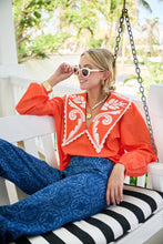 Load image into Gallery viewer, Brooks Avenue Emma Deep V Quilted Collar Blouse - Coral