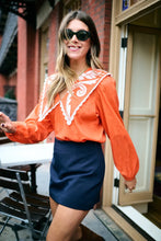 Load image into Gallery viewer, Brooks Avenue Emma Deep V Quilted Collar Blouse - Coral