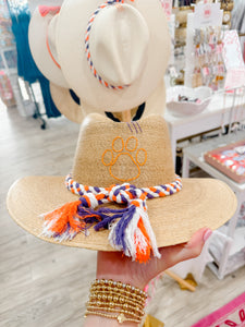 Tipsy Threads Natural Palm Clemson Orange Paw Hat