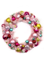 Load image into Gallery viewer, Pink Flocked Ornament Wreath