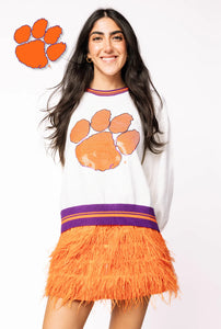 Queen of Sparkles Clemson Paw Sequin Sweater