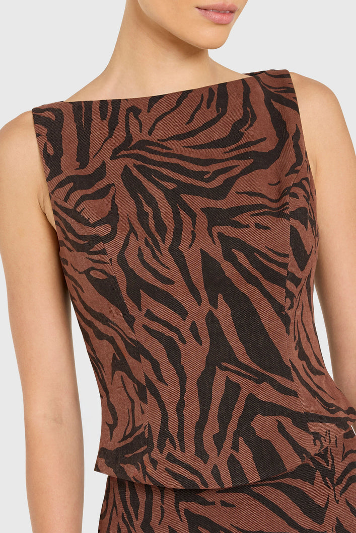 Amanda Uprichard Ines Top | Brown Black
