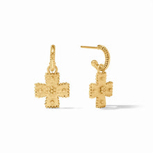 Load image into Gallery viewer, Julie Vos Gold Canterbury Hoop &amp; Charm Earring