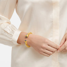 Load image into Gallery viewer, Julie Vos Gold Cannes Demi Cuff | Iridescent Chalcedony Blue