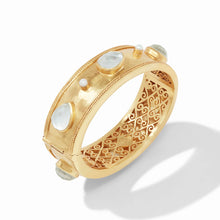 Load image into Gallery viewer, Julie Vos Gold Cannes Statement Hinge Bangle | Iridescent Clear Crystal