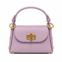 Load image into Gallery viewer, Genuine Italian Leather Bamboo Clasp Crossbody Bag | Lilac