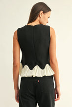 Load image into Gallery viewer, Adelyn Rae Coleen Contrast Bubble Hem Sleeveless Top | Black/Off White