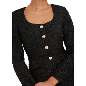 Amanda Uprichard LS Kya Romper | Black Tweed