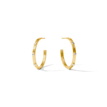 Load image into Gallery viewer, Julie Vos Gold Crescent Stone Hoop | Cubic Zirconia | Medium