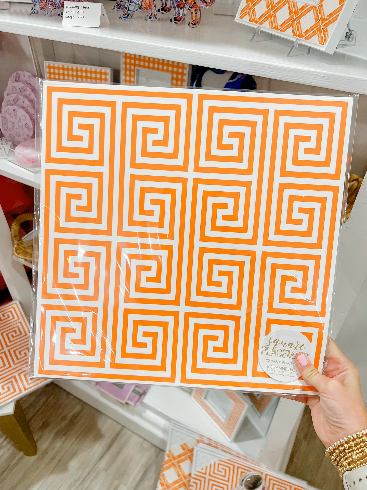 Orange Greek Key Square Placemat
