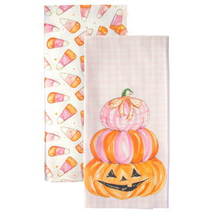 Pink Candy Corn Tea Towels