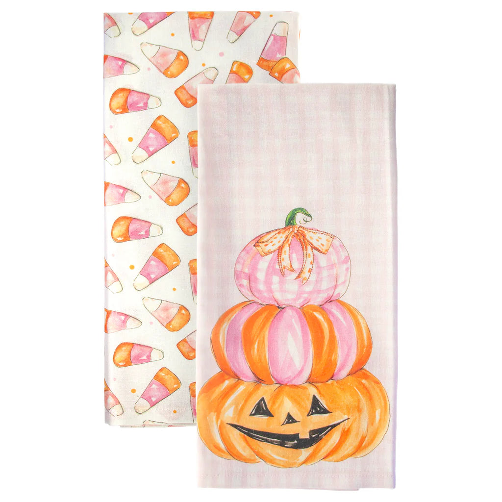 Pink Candy Corn Tea Towels