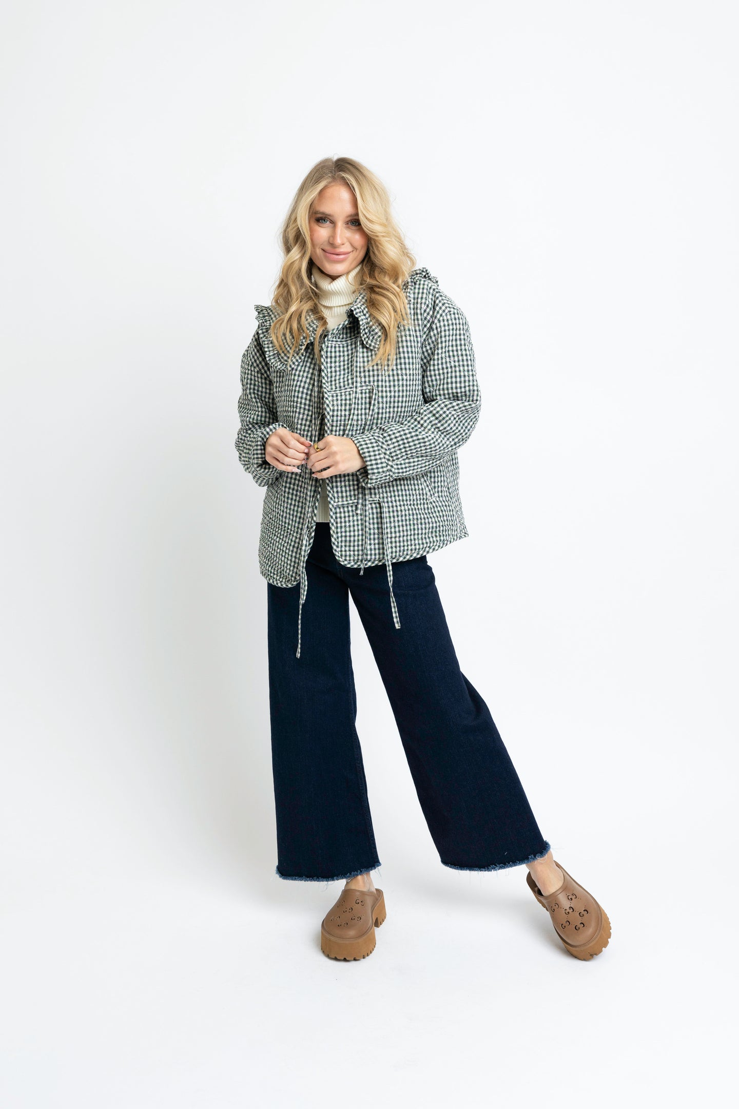 Karlie Gingham Check Collar Novelty Jacket | Green