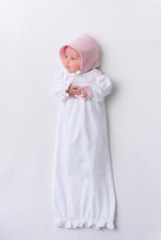Load image into Gallery viewer, TBBC Sweetly Smocked Greeting Gown | Worth Ave White/Palm Beach Pink