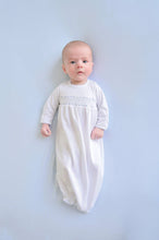 Load image into Gallery viewer, TBBC Sweetly Smocked Greeting Gown-Boy | Worth Ave White/Buckhead Blue