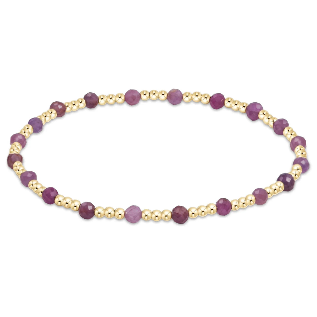 enewton egirl Gemstone Gold Sincerity Pattern 3mm Bead Bracelet - Ruby