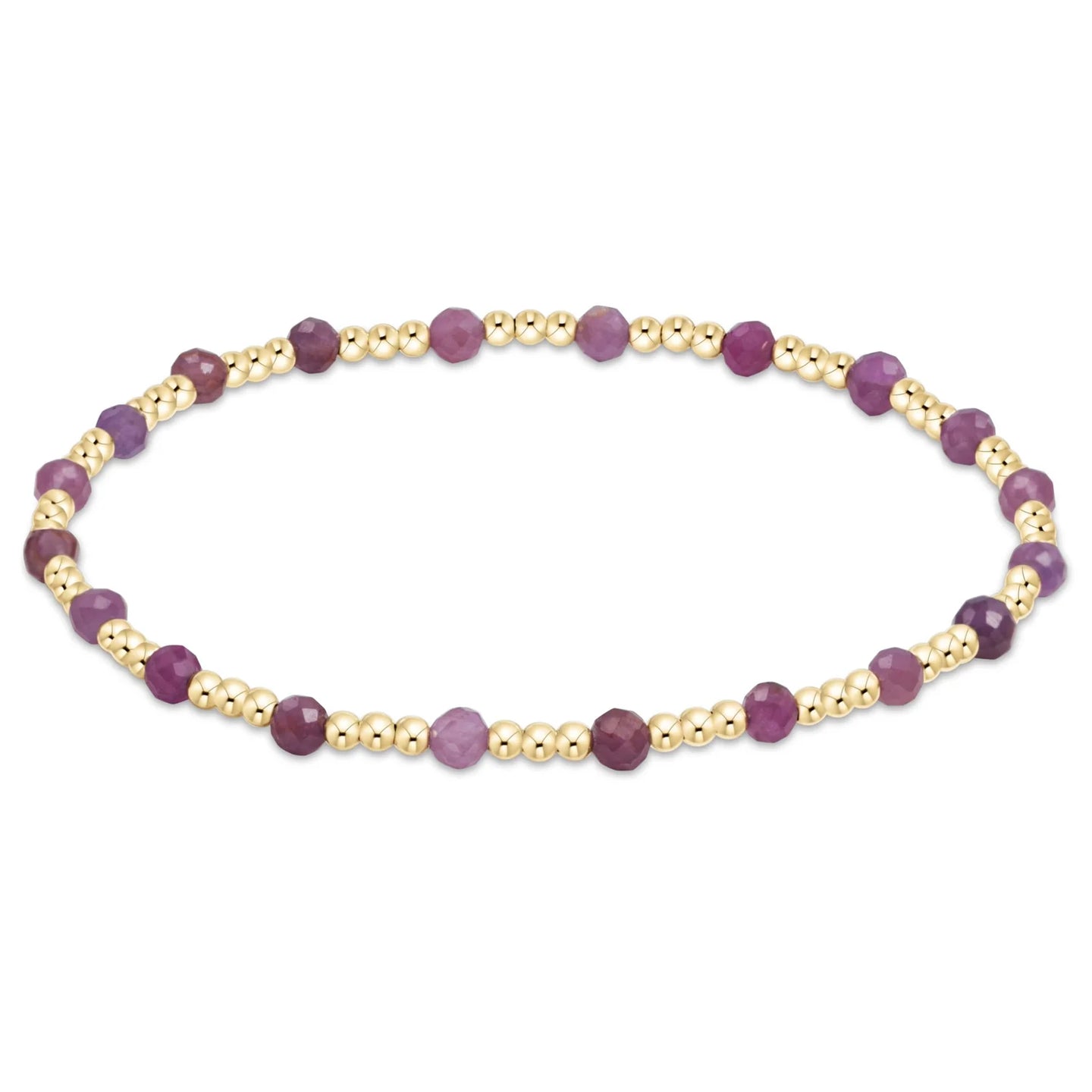 enewton egirl Gemstone Gold Sincerity Pattern 3mm Bead Bracelet - Ruby