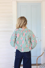 Load image into Gallery viewer, Karlie Stripe Floral Bubble Top