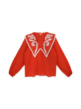 Load image into Gallery viewer, Brooks Avenue Emma Deep V Quilted Collar Blouse - Coral