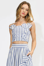 Load image into Gallery viewer, Adelyn Rae Emma Striped 3D Floral Detail Set | Blue/White