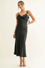 Load image into Gallery viewer, Adelyn Rae Emmy Twisted Chest Bias Midi Slip Dress | Black