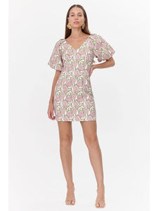 Adelyn Rae Myra Jacquard Puff Sleeve Mini Dress