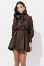 Load image into Gallery viewer, Adelyn Rae Daphne Bow Mini Dress | Chocolate Brown