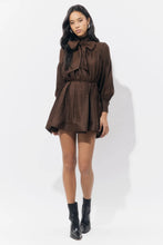 Load image into Gallery viewer, Adelyn Rae Daphne Bow Mini Dress | Chocolate Brown