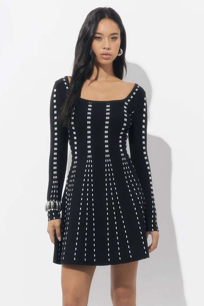 Adelyn Rae Kira Square Neck Stripe Sweater Mini Dress