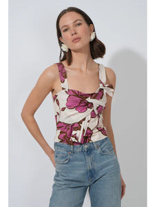 Adelyn Rae Layne Front Tie Printed Top