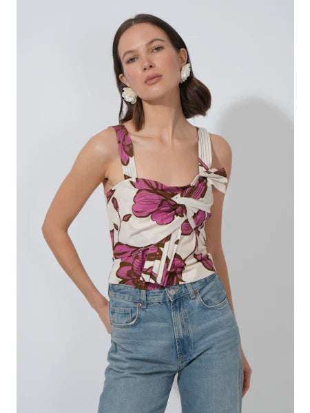 Adelyn Rae Layne Front Tie Printed Top