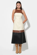 Load image into Gallery viewer, Adelyn Rae Caspia Vegan Leather Colorblock Midi Dress