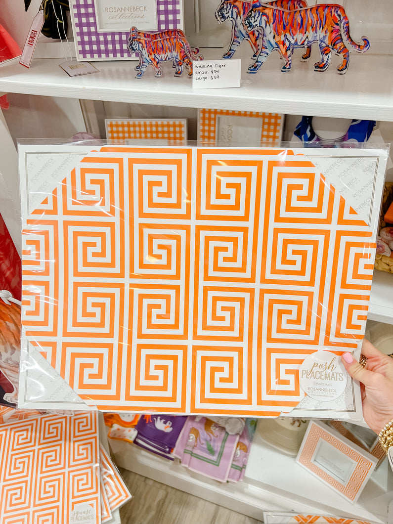 Orange Greek Key Posh Die Cut Placemats