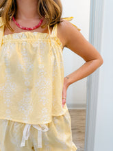 Load image into Gallery viewer, Tie Top Golden Damask PJ Set
