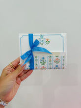 Load image into Gallery viewer, Blue &amp; Orange Floral Flat Ticket Notecard Set