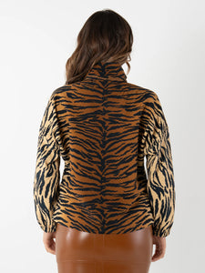 Emily McCarthy Long Sleeve Poppy Top | Tiger Jacquard