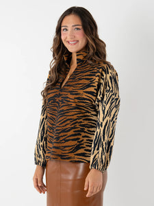 Emily McCarthy Long Sleeve Poppy Top | Tiger Jacquard