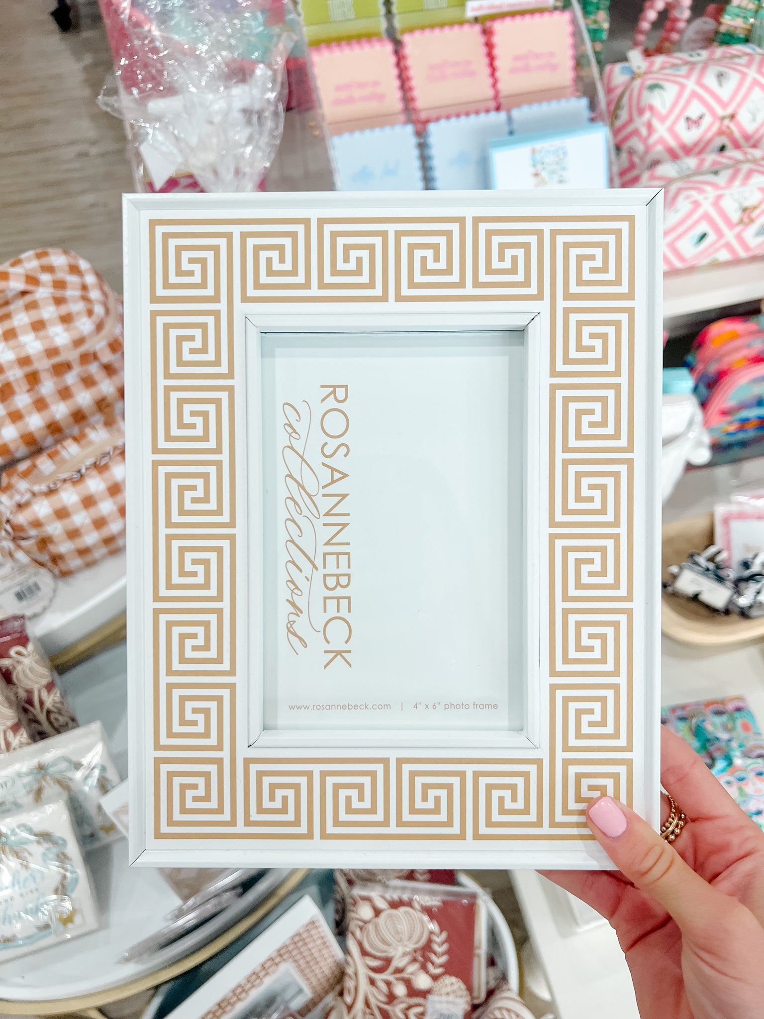 White Greek Key Gold Frame