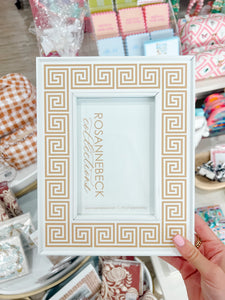 White Greek Key Gold  Frame