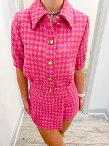 Sincerely Ours Celia Crop Jacket | Pink Tweed