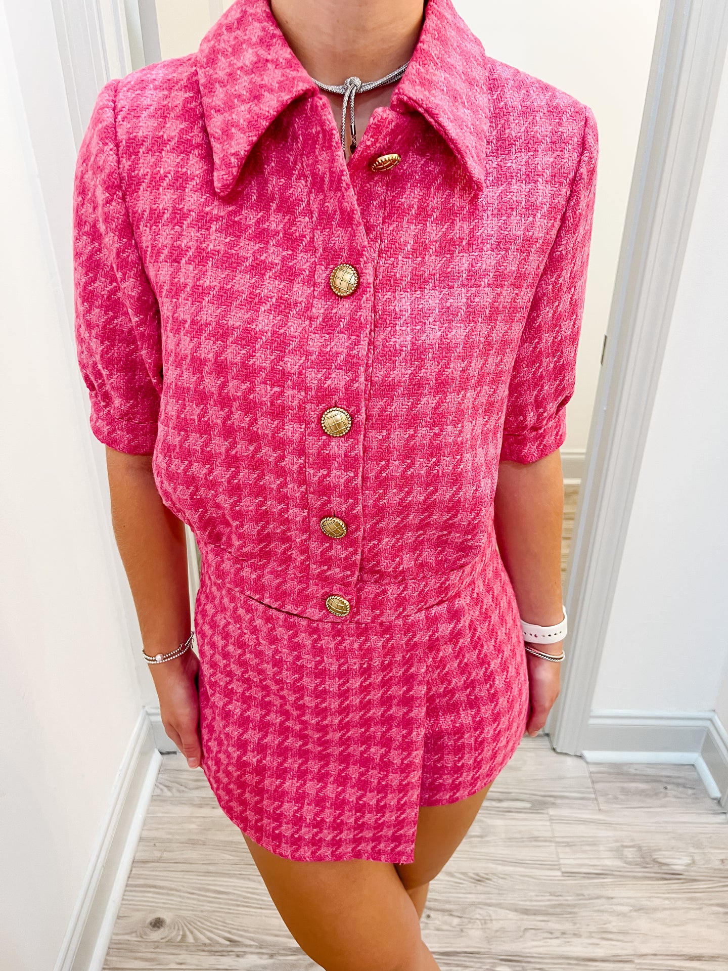 Sincerely Ours Celia Crop Jacket | Pink Tweed
