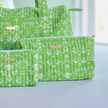 Load image into Gallery viewer, Laura Park Petal Garden Green Signature Cosmetic Bag