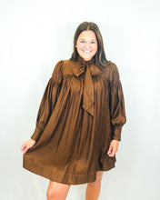 Load image into Gallery viewer, Adelyn Rae Daphne Bow Mini Dress | Chocolate Brown