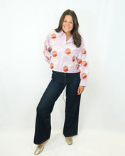 Load image into Gallery viewer, Queen of Sparkles Lavender &amp; White Stripe Basketball Hoop Button Up Top