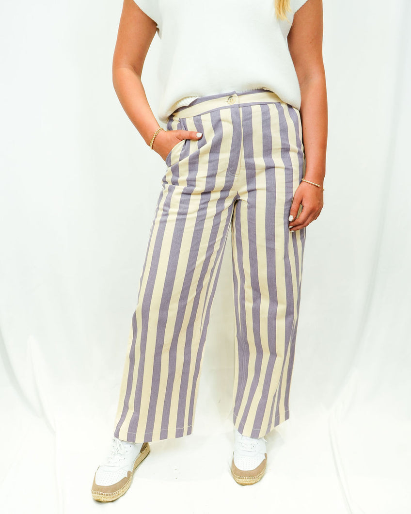 FRNCH Austen Pant | Lilac Stripe