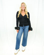 Load image into Gallery viewer, Show Me Your MUMU Sasha Top Black Knit | Faux Fur